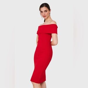 Calvin Klein Red Off-Shoulder Bodycon Dress